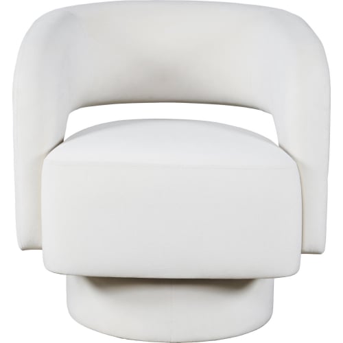 Sutton Split Back Curved Sculpture Swivel Accent Chair in Natural White Fabric